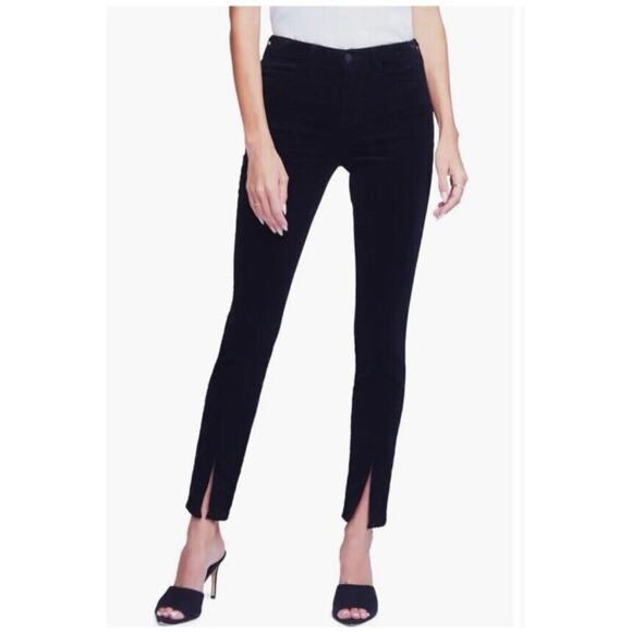 L’Agence Jyothi Slim Split Front High Rise Velvet Jeans Noir Black 26 - Picture 2 of 9